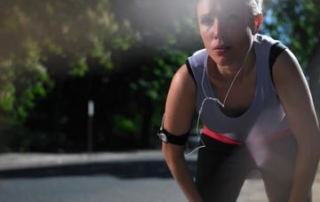 woman preparing for a race