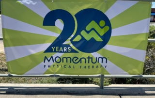 Banner celebrating 20 years of Momentum Physical Therapy