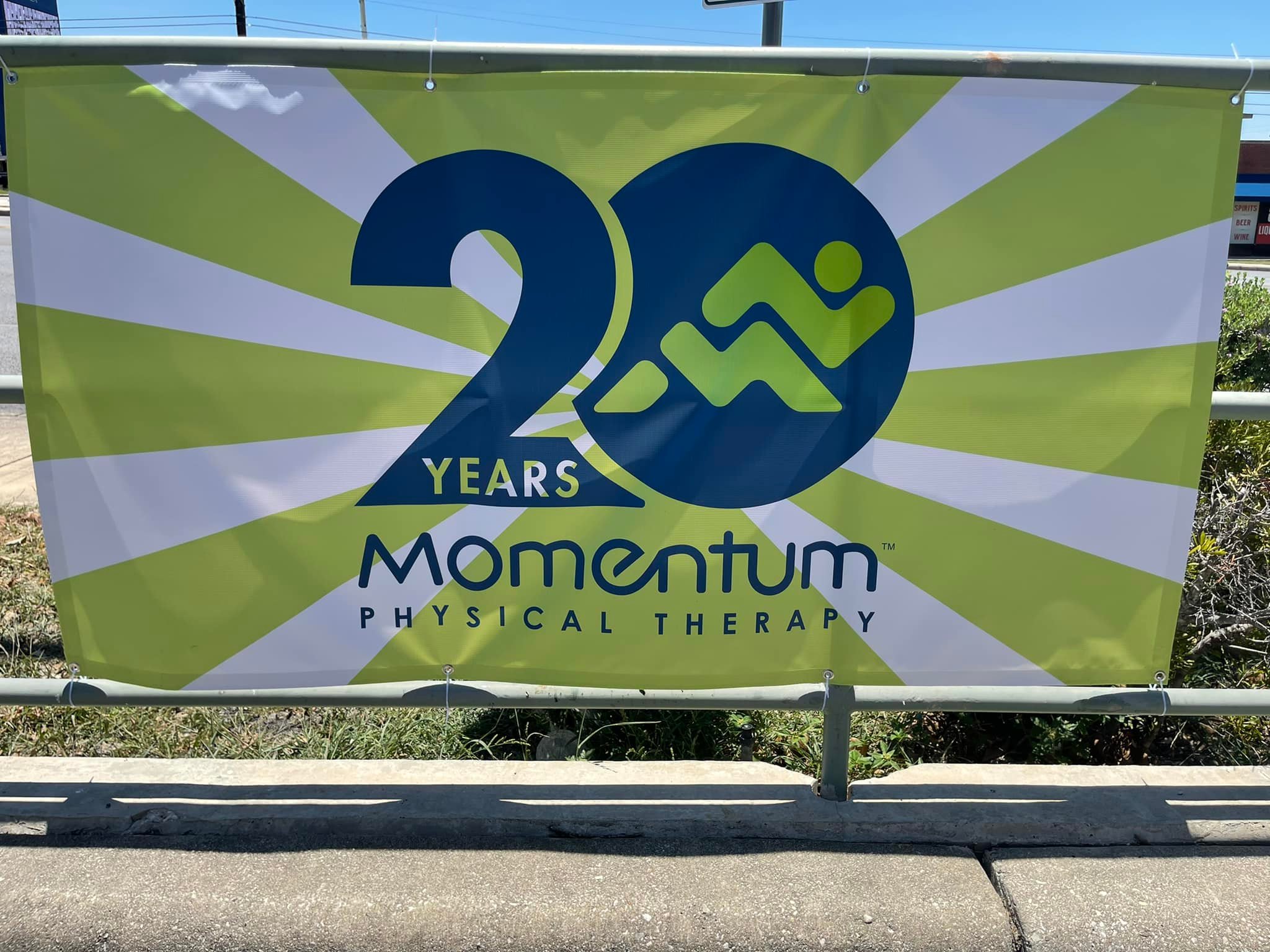 Banner celebrating 20 years of Momentum Physical Therapy